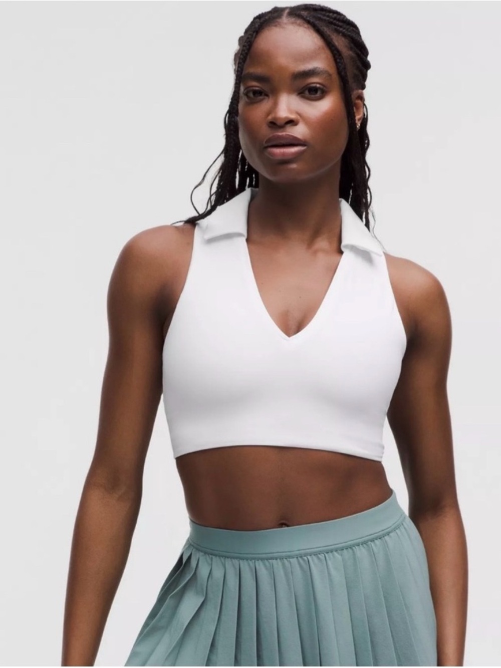 Warmup Collared Crop Top - White
